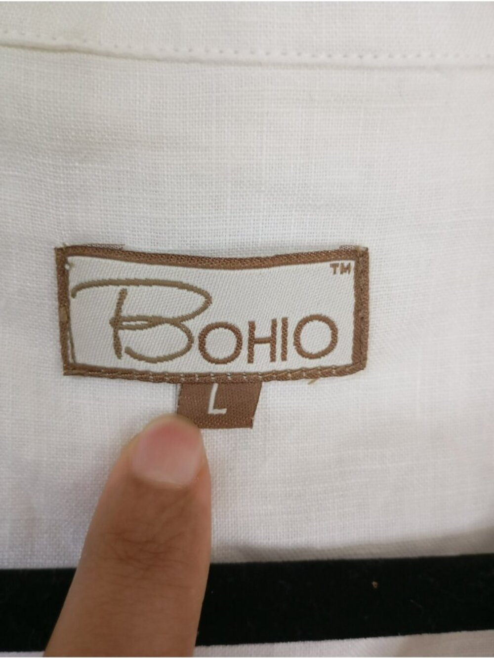 Bohio Mens 100% Linen Shirt Pullover Short Sleeve White Size L Summer - Picture 4 of 8